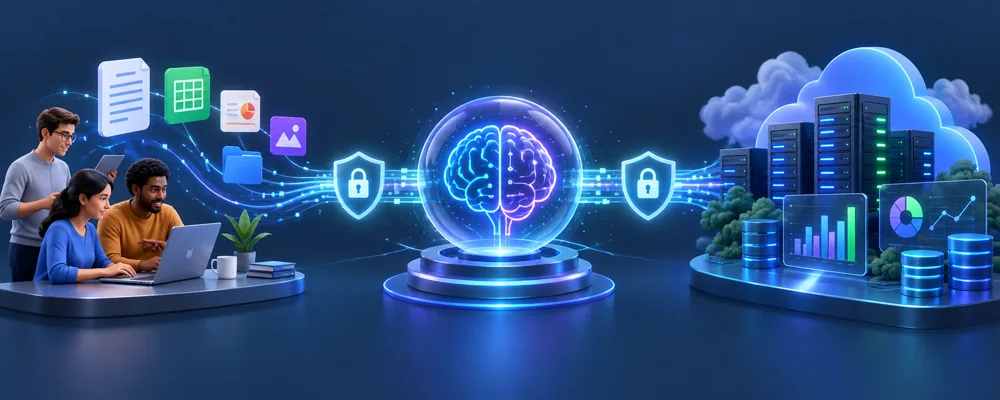 Flujo seguro de datos entre herramientas colaborativas, inteligencia artificial e infraestructura en la nube
